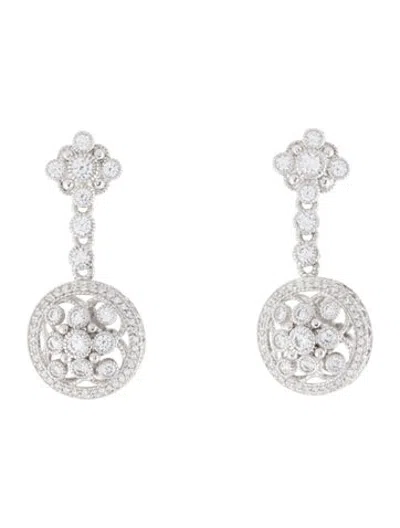 Pre-owned Judith Ripka Cubic Zirconia Circle Drop Earrings In Multicolor