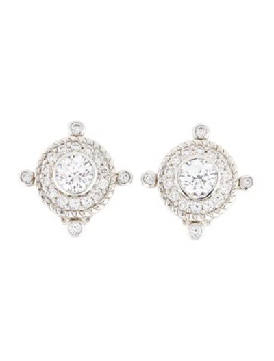 Pre-owned Judith Ripka Cubic Zirconia Clip-on Earrings In Multicolor