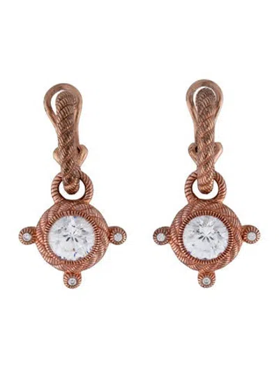 Pre-owned Judith Ripka Cubic Zirconia Drop Earrings In Multicolor