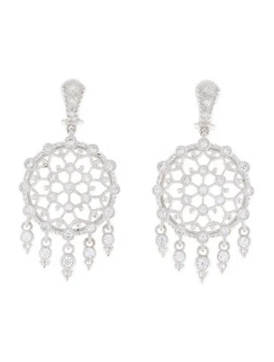Pre-owned Judith Ripka Cubic Zirconia Filigree Chandelier Earrings In Multicolor
