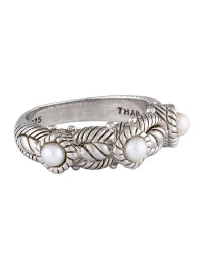 Pre-owned Judith Ripka Pearl Band Ring In Multicolor