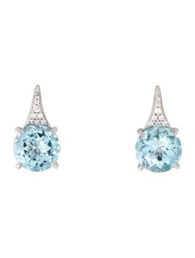 Pre-owned Judith Ripka Topaz & Cubic Zirconia Drop Earrings In Multicolor