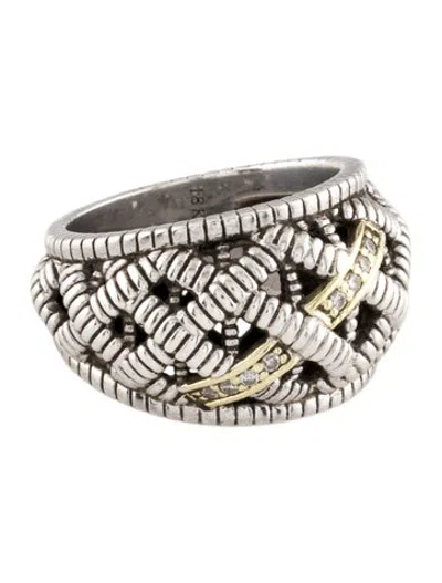 Pre-owned Judith Ripka Two-tone  Diamond Tapered Band In Multicolor