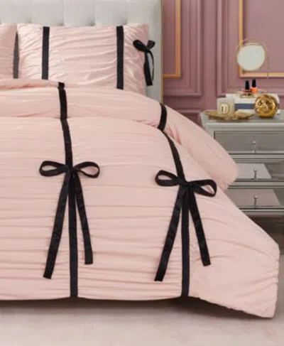 Juicy Couture Amelie Velvet Bows Ruched Comforter Set In Pink