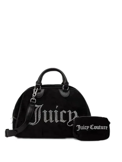 Juicy Couture Crystal-embellished Velvet Bowling Bag In Black