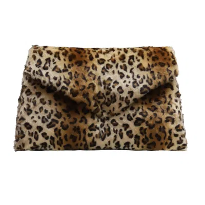 Julia Allert Women's Neutrals Faux Fur Envelope Clutch Bag - Leopard Print