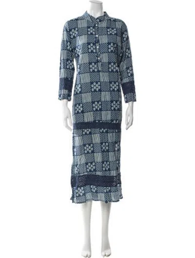 Pre-owned Julia Amory Patterned Long Dress In Blue