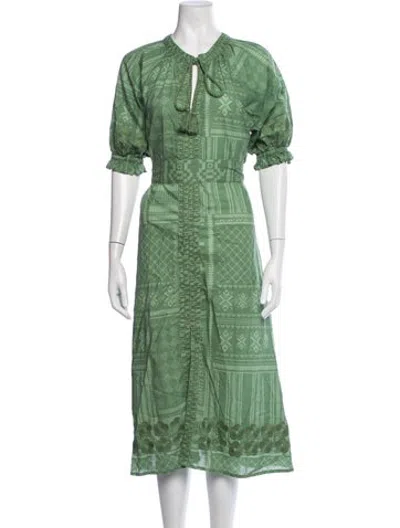 Pre-owned Julia Amory Printed Long Dress In Green