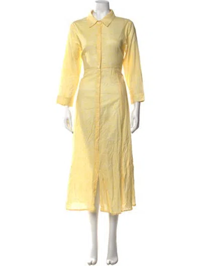 Pre-owned Julia Amory Printed Long Dress In Yellow