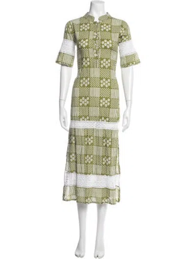Pre-owned Julia Amory Printed Midi Length Dress In Green