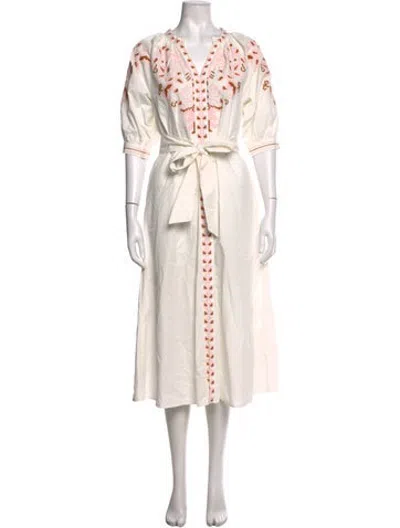 Pre-owned Julia Amory Printed Midi Length Dress In Neutrals