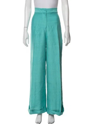 Pre-owned Julia Amory Silk Wide Leg Pants In Blue