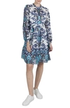 Julia Jordan Metallic Paisley Ruffle Long Sleeve Dress In Blue Multi