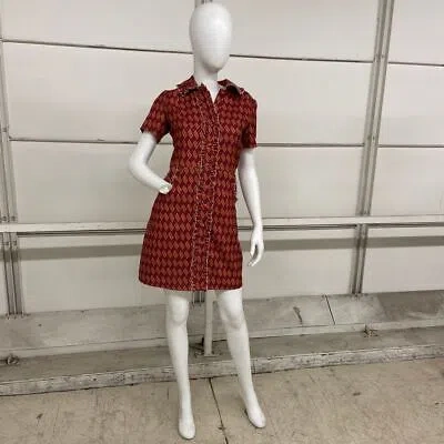 Pre-owned Julie Brown York Button-up Tracy Dress Women's Size S Red Print
