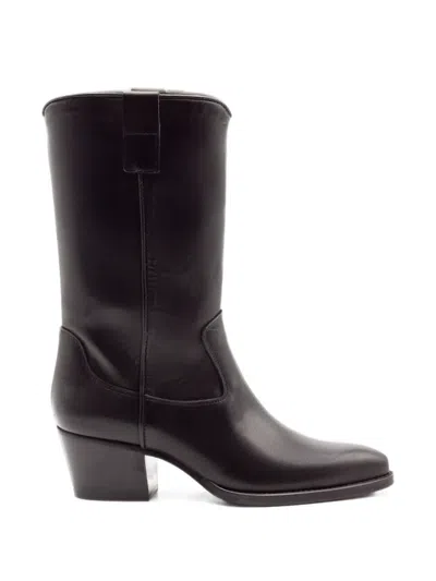 Julie Dee Side-lace Texan-style Boots In Black