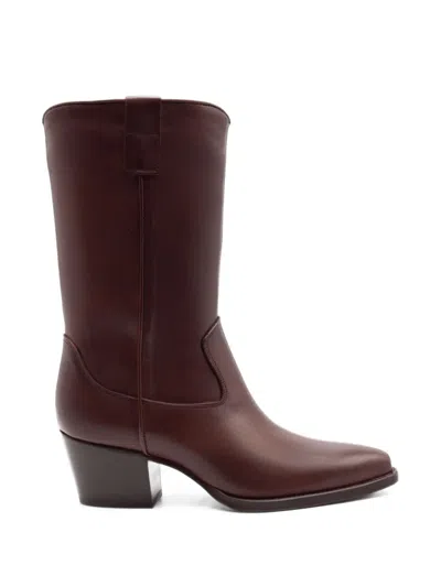 Julie Dee Texan-style Leather Boots In Brown