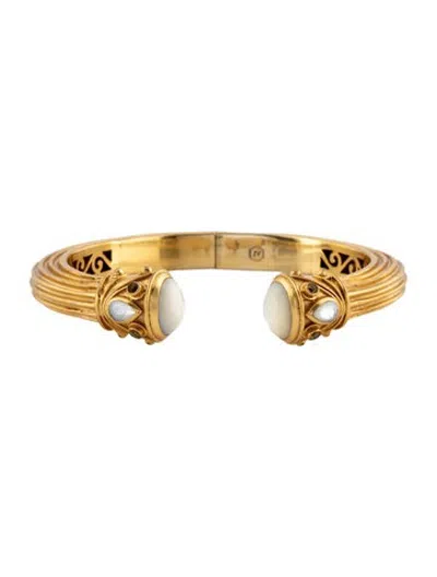 Pre-owned Julie Vos Crystal Textured Cuff Bracelet, 7" In Multicolor
