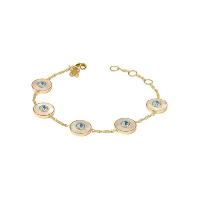 Julie Vos Women's Colette Circle Delicate Bracelet In Chalcedony Blue In Multi