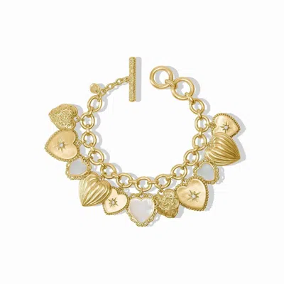 Julie Vos Women's Heart Charm Bracelet In Gold & Mother Of Pearl