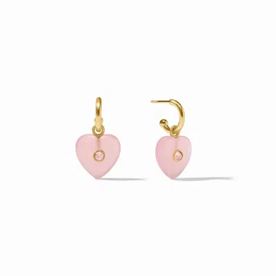 Julie Vos Women's Heart Hoop & Charm Earring In Pink Quartz In Multi