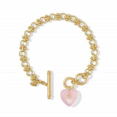 Julie Vos Women's Heart Link Bracelet In Pink Quartz In Gold