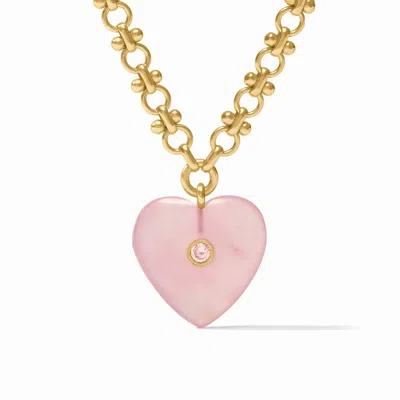 Julie Vos Women's Heart Necklace In Pink Quartz In Multi