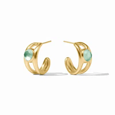 Julie Vos Women's Laguna Stone Hoop Earring In Iridescent Aquamarine Blue In Gold