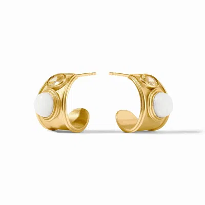 Julie Vos Women's Portofino Stone Hoop Earrings In White Jade In Gold