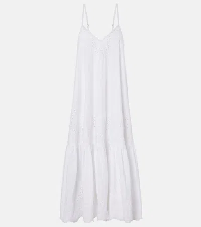 Juliet Dunn Broderie Anglaise Cotton Midi Dress In White