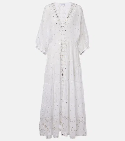 Juliet Dunn Embellished Cotton Maxi Dress In White