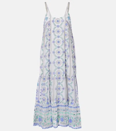 Juliet Dunn Embellished Floral Cotton Midi Dress In Multi