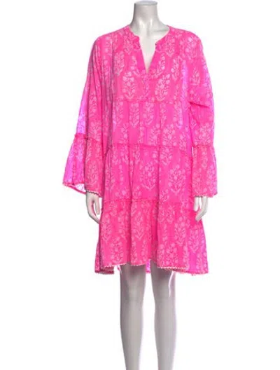 Pre-owned Juliet Dunn Floral Print Mini Dress In Pink