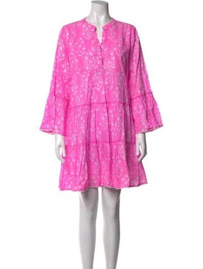 Pre-owned Juliet Dunn Floral Print Mini Dress In Pink