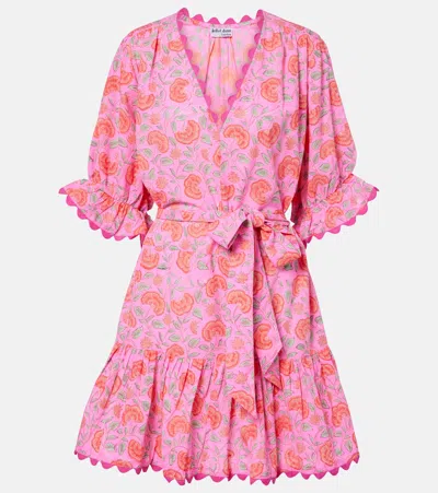 Juliet Dunn Floral Scalloped Cotton Minidress In Pink