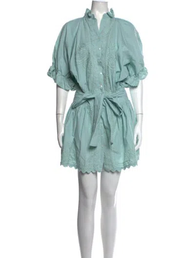 Pre-owned Juliet Dunn Patterned Mini Dress In Blue/green