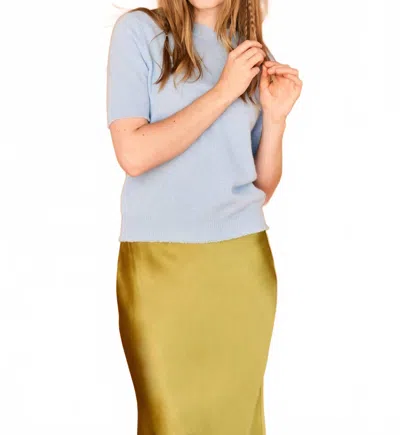 Jumper1234 Cashmere Batik Short Sleeve Crew Tee In Turquoise/pale Blue