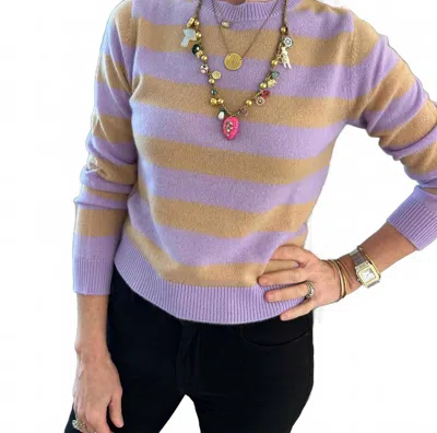 Jumper1234 Cashmere Crewneck Sweater In Lilac Taupe Stripe In Multi