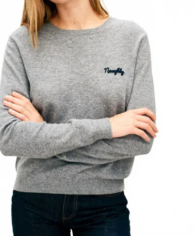 Jumper1234 Cashmere Naughty Crew Sweater In Mid Grey And Navy In Gray