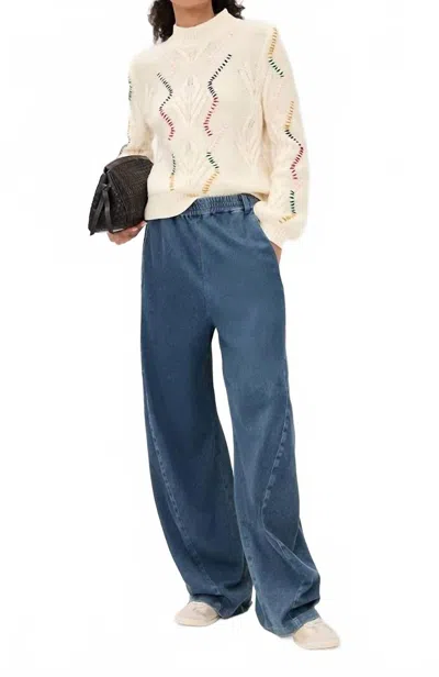Jumper1234 Overstitch Cable Knit Sweater In Cream In White