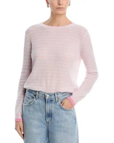 Jumper1234 Tipped Little Stripe Crew Sweater In Sakura Lily Candy In Pink