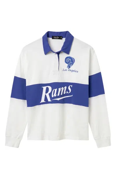 Junk Food Los Angeles Rams Graphic Long Sleeve Rugby Polo In Vintage White