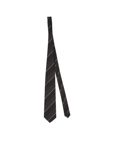 Junya Watanabe Black Striped Silk Twill Tie In Multi