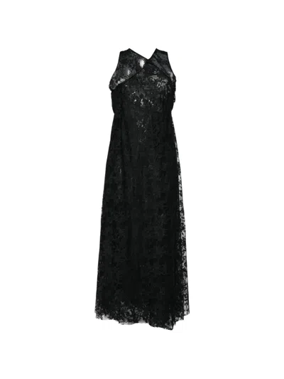 Junya Watanabe Floral-lace Maxi Dress In Black