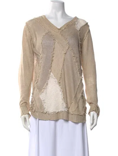 Pre-owned Junya Watanabe Patterned V-neck Sweater In Neutrals