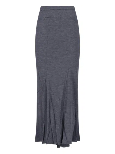 Junya Watanabe Wool Asymmetrical Maxi Skirt In Grey