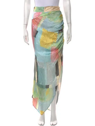 Pre-owned Just Bee Queen Colorblock Pattern Long Skirt In Green