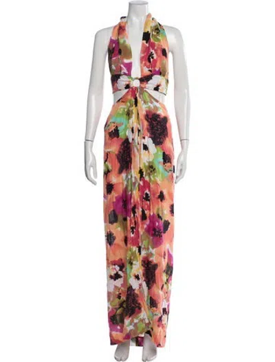 Pre-owned Just Bee Queen Floral Print Long Dress W/ Tags In Multicolor