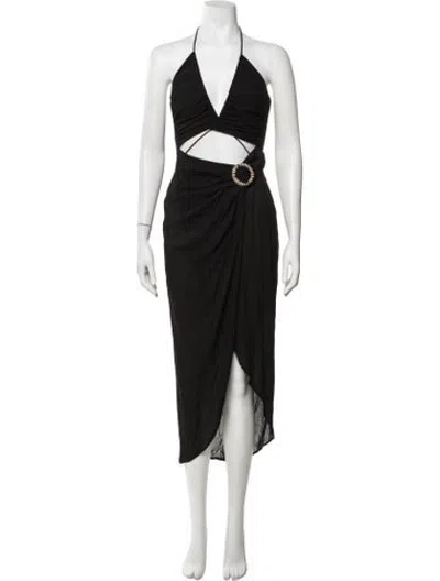 Pre-owned Just Bee Queen Halterneck Midi Length Dress In Black