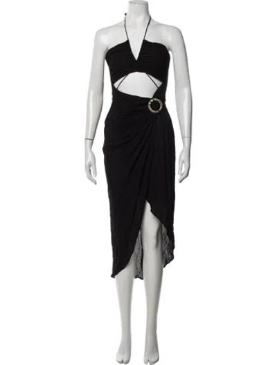 Pre-owned Just Bee Queen Halterneck Midi Length Dress W/ Tags In Black