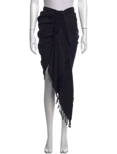 Pre-owned Just Bee Queen Linen Long Skirt In Black